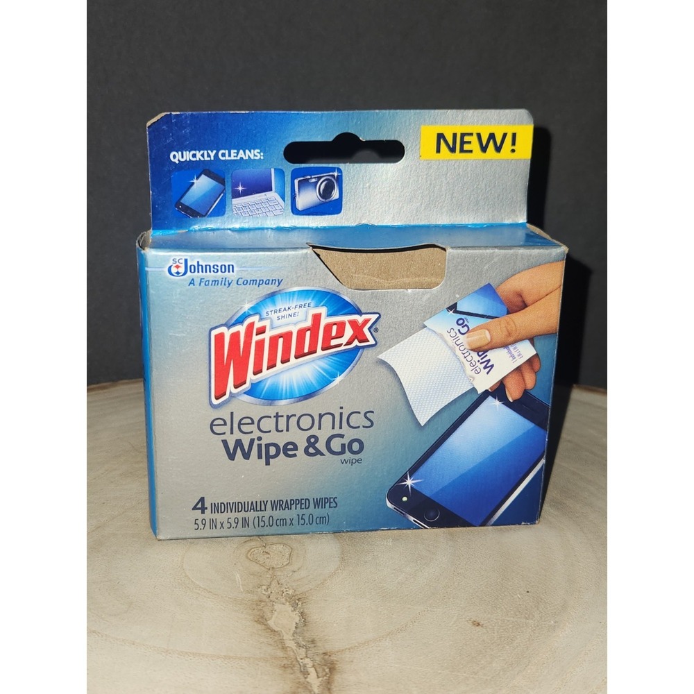 NEW‎ Windex Electronics "Wipe & Go" Individual Wipes HTF Travel Box Of 4 Wipes